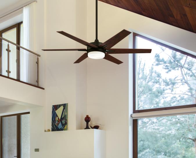 Cayuga 60-Inch Six-Blade Indoor Smart WiFi Ceiling Fan, Black-Bronze Finish with Dimmable LED Light Fixture, Remote Control Included