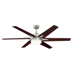 Cayuga 60-Inch Six-Blade Indoor Smart WiFi Ceiling Fan, Brushed Nickel Finish with Dimmable LED Light Fixture, Remote Control Included